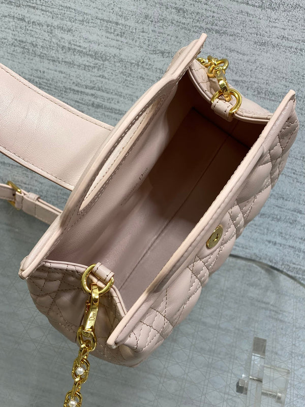 CD Jolie Top Handle Mini Chain Bag 19cm Pink Cowhide