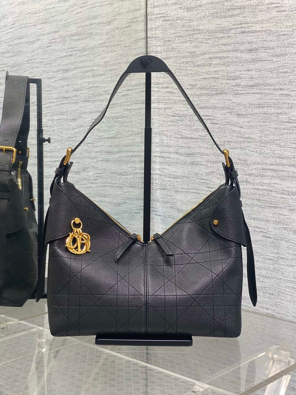 CD VOYAGE Handbag 28cm Black Cowhide