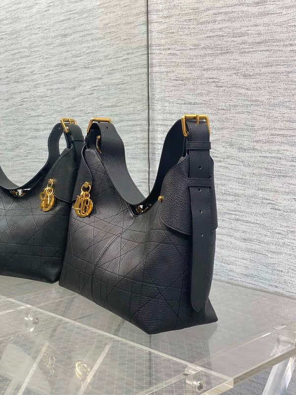 CD VOYAGE Handbag 28cm Black Cowhide