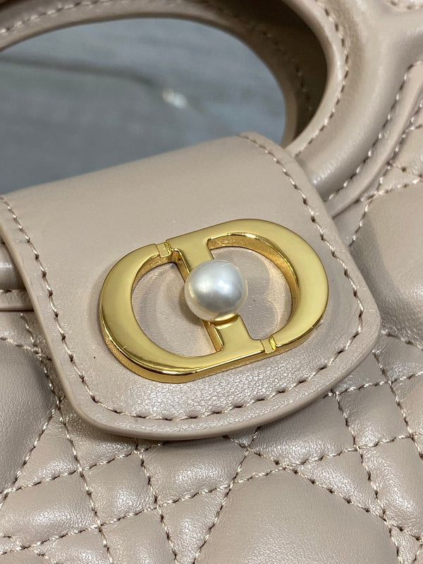 CD Jolie Top Handle Mini Chain Bag 19cm Beige Cowhide