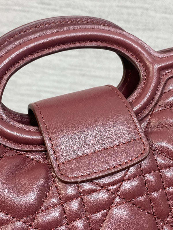 CD Jolie Top Handle Mini Chain Bag 19cm Burgundy Cowhide
