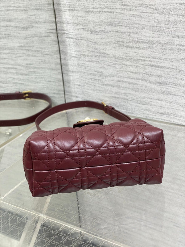 CD Jolie Top Handle Mini Chain Bag 19cm Burgundy Cowhide