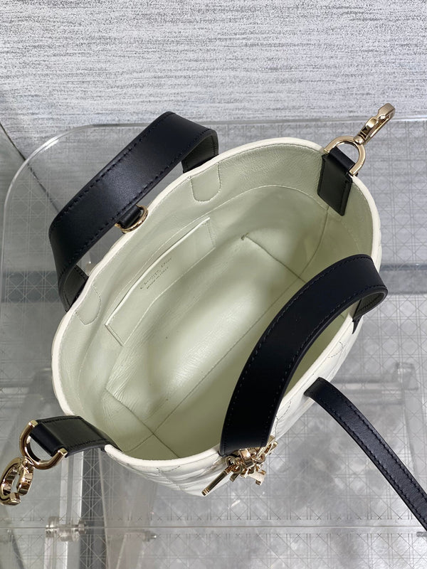 CD Small Toujours Vertical 18cm White and Black Lambskin