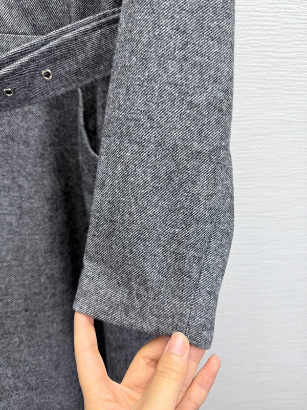 CD 25SS Long Dress With A Fabric Belt Gray Wool 306573