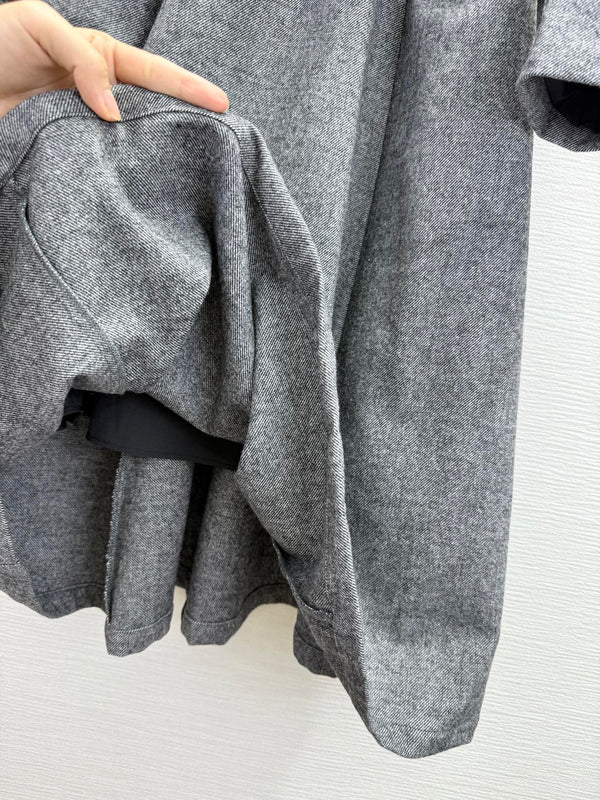 CD 25SS Long Dress With A Fabric Belt Gray Wool 306573