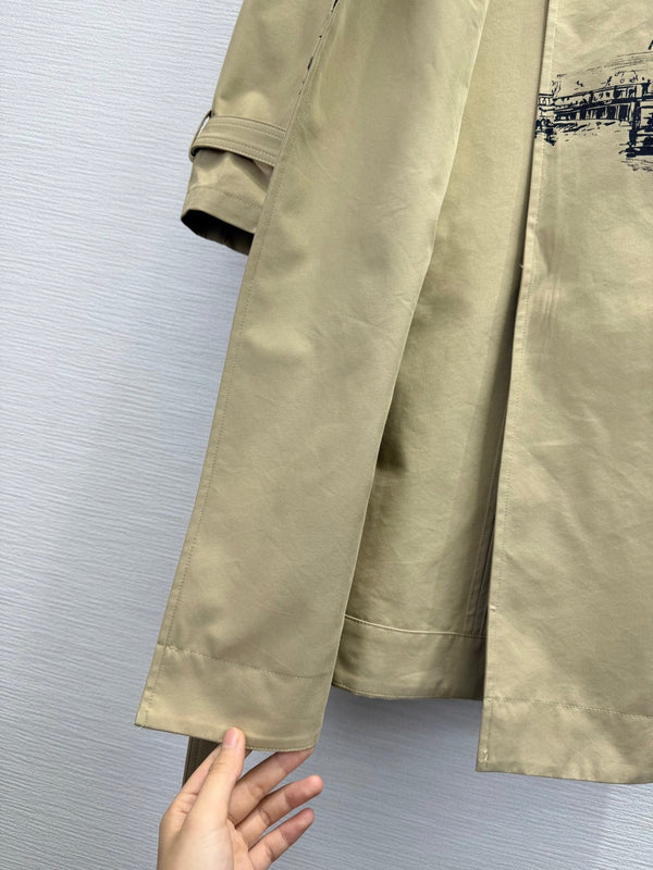 CD 25SS Eiffel Tower Long Trench Coat Beige Cotton 306567