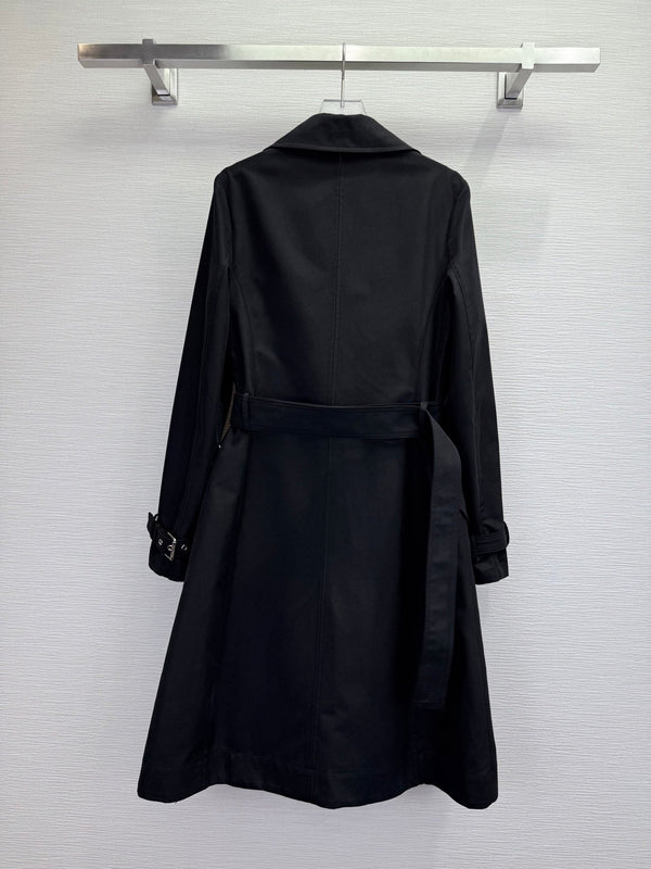 CD 25SS Eiffel Tower Long Trench Coat Black Cotton 306565
