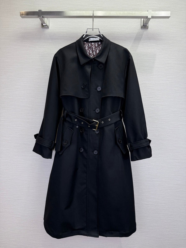 CD 25SS Long Trench Coat Black Cotton 306563