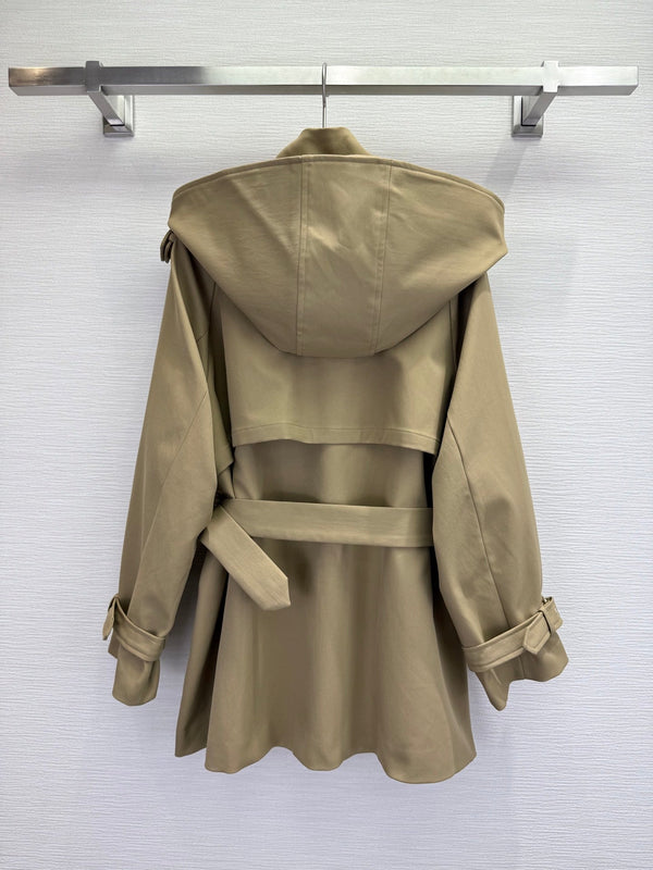 CD 25SS Removable Hooded Windbreaker With Belt Beige Cotton 306557