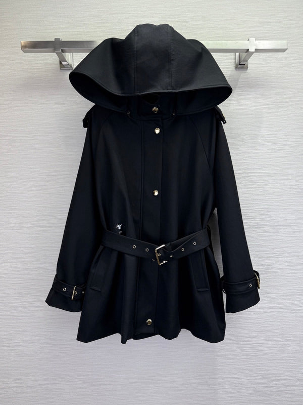 CD 25SS Removable Hooded Windbreaker With Belt Black Cotton 306559