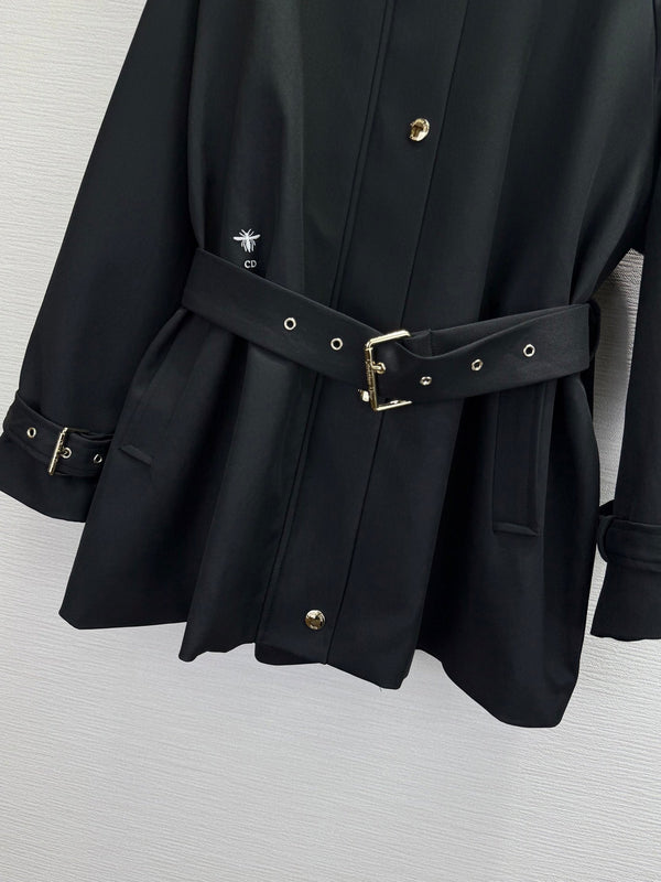 CD 25SS Removable Hooded Windbreaker With Belt Black Cotton 306559