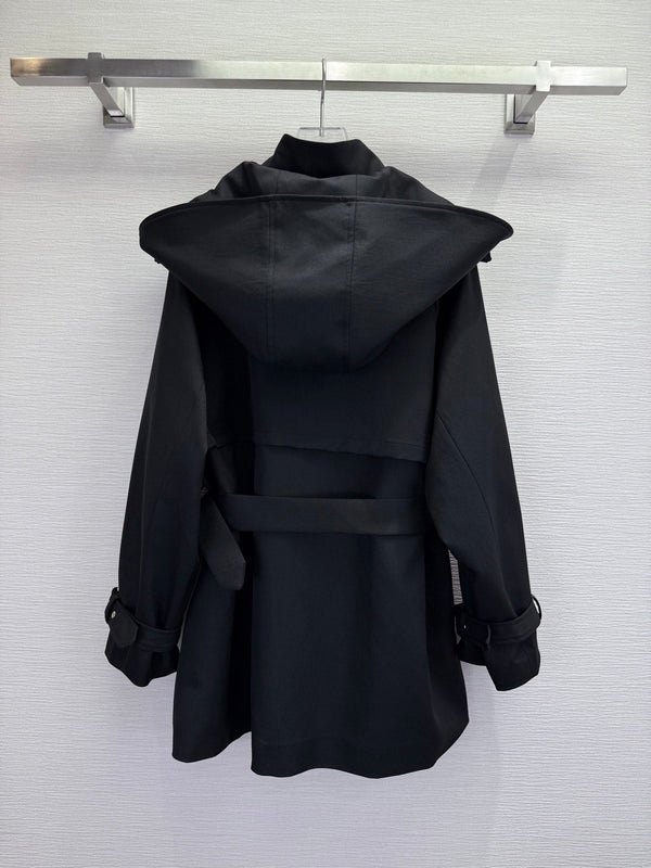 CD 25SS Removable Hooded Windbreaker With Belt Black Cotton 306559