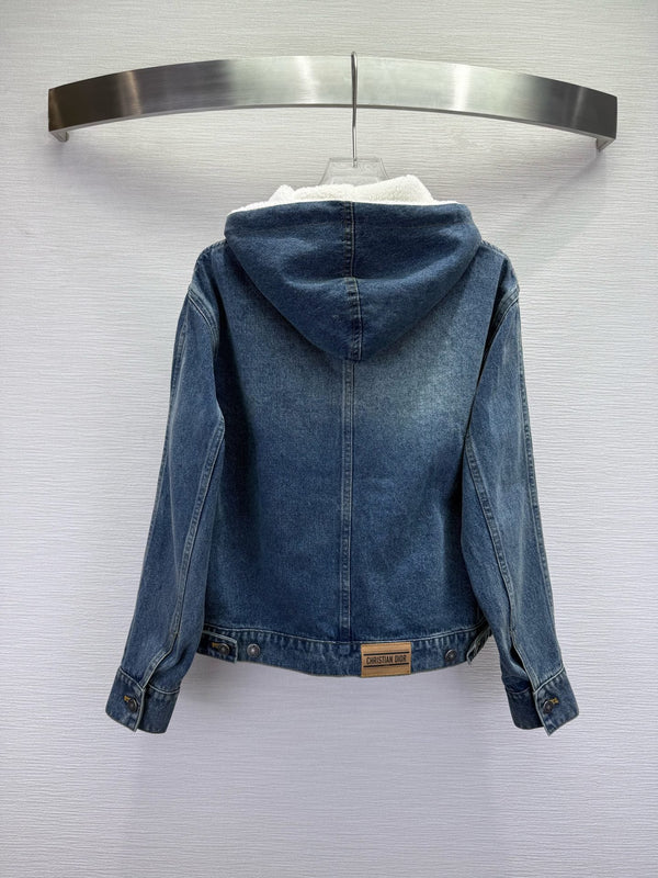 CD 25SS Polar Fleece Composite Denim Hooded Jacket Blue Cotton 306529