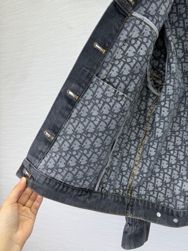 CD 25SS Polar Fleece Composite Denim Hooded Jacket Dark Gray Cotton 306527