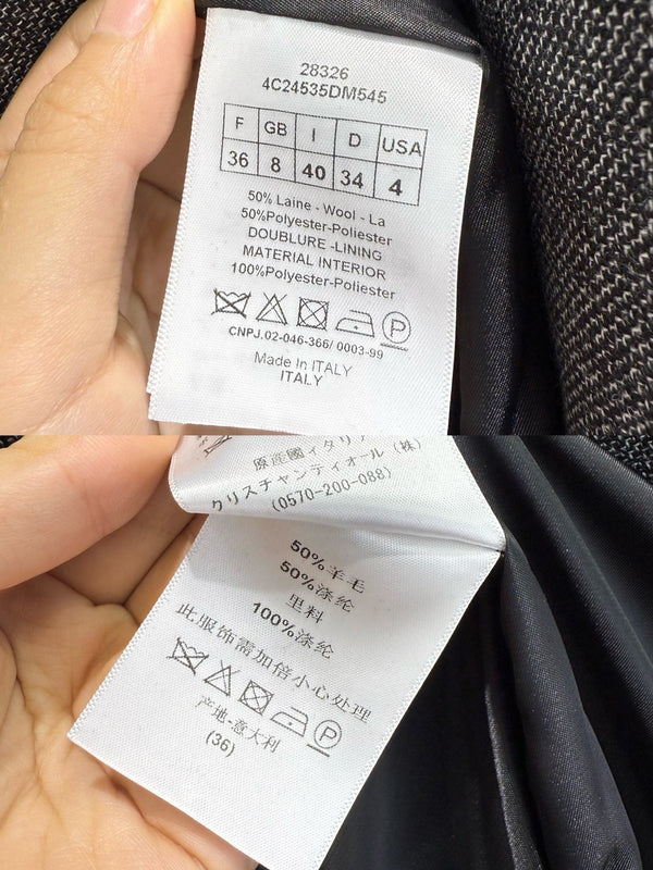 CD 25SS Abito con scollo a V e volant in lana nera 306508