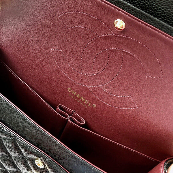 CC Classic Jumbo 30cm Black Caviar Gold Hardware