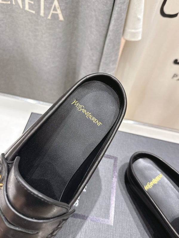 YSL 25 Loafer Black Gold Cowhide 160363