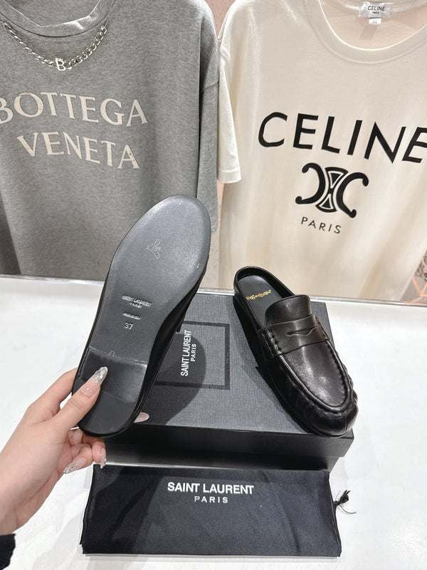 YSL 25 Loafer Black Gold Cowhide 160363