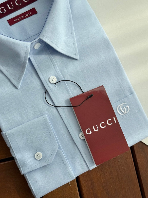 Gucci 25Ss Business Shirt 100s Double-Ply Premium Oxford Fabric Light Blue 108566