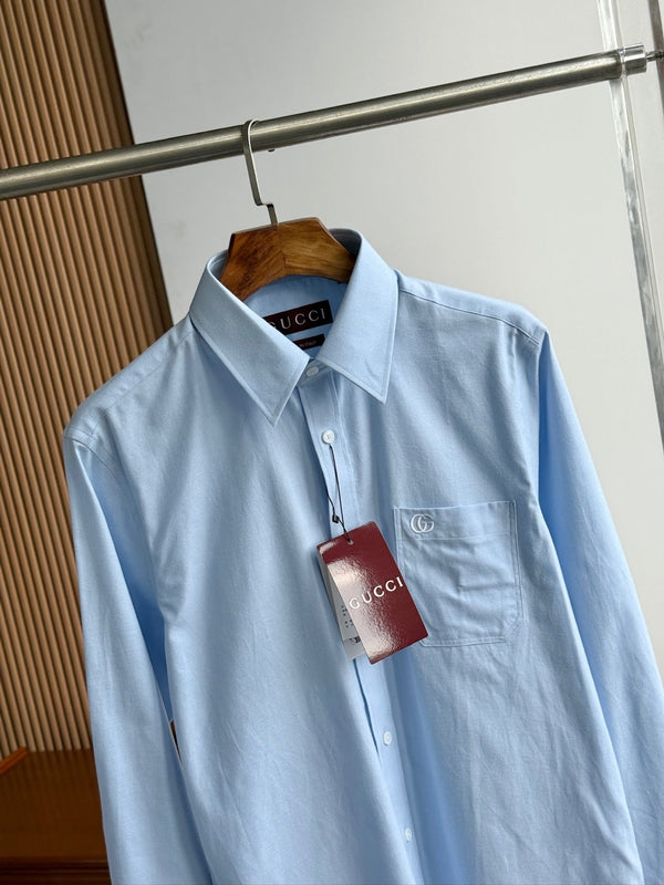 Gucci 25Ss Business Shirt 100s Double-Ply Premium Oxford Fabric Light Blue 108566