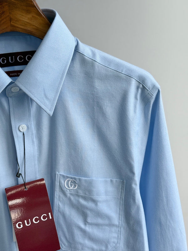 Gucci 25Ss Business Shirt 100s Double-Ply Premium Oxford Fabric Light Blue 108566