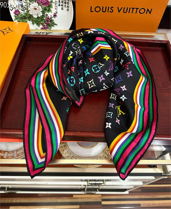 LV Double-Sided Square Scarf 90cm Colorful Silk 839694