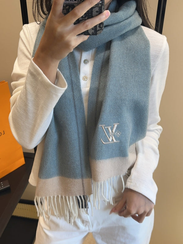 LV Scarf 180cm Blue Cashmere 839519