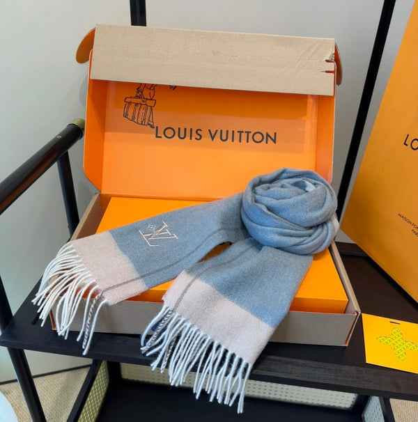 LV Scarf 180cm Blue Cashmere 839519