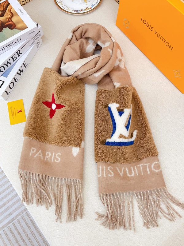 LV Brown and White Cashmere with Wool Pockets 839468