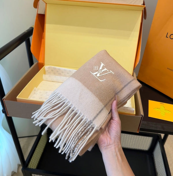 LV Scarf 180cm Brown Cashmere 839517