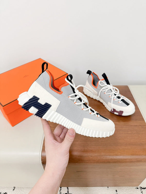 HM 25VS Lift Slip-On Sneakers Gray Cowhide Down Fabric 492928