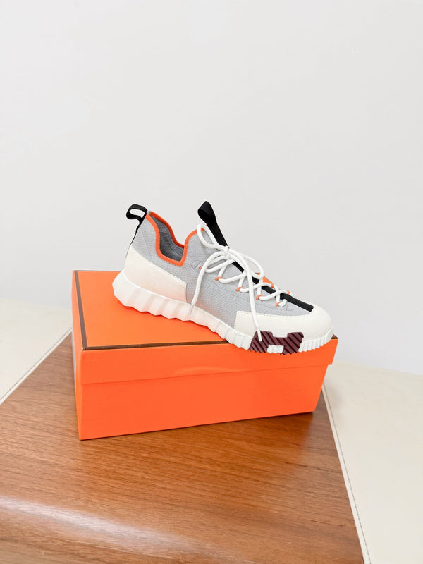 HM 25VS Lift Slip-On Sneakers Gray Cowhide Down Fabric 492928