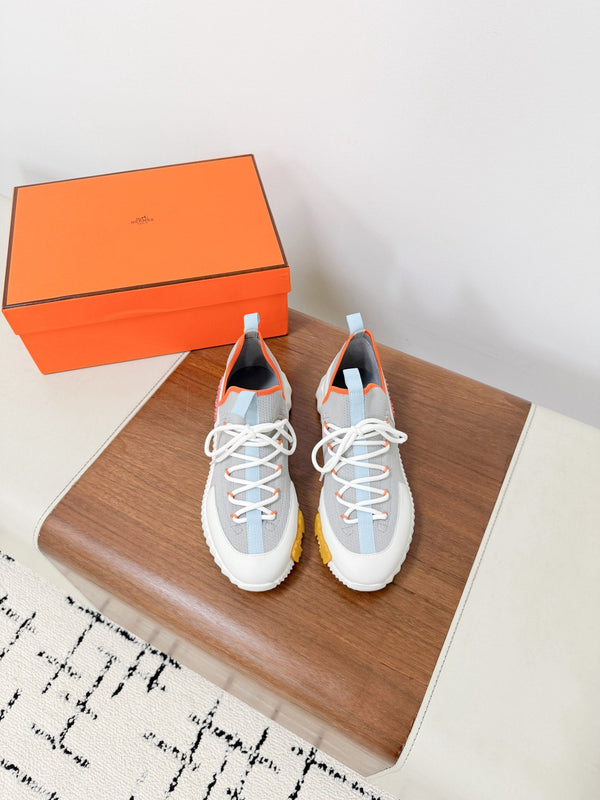 HM 25VS Lift Slip-On Sneakers Gray Cowhide Down Fabric 492929