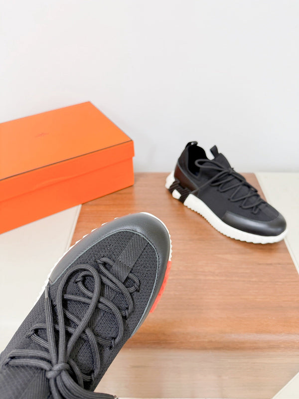 HM 25VS Lift Slip-On Sneakers Black Cowhide Down Fabric 492930