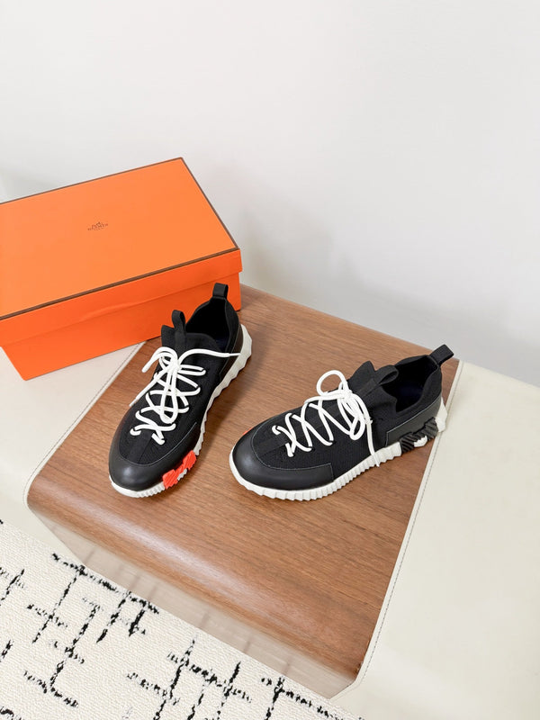 HM Lift Slip-On Sneakers Black Cowhide Down Fabric 492937