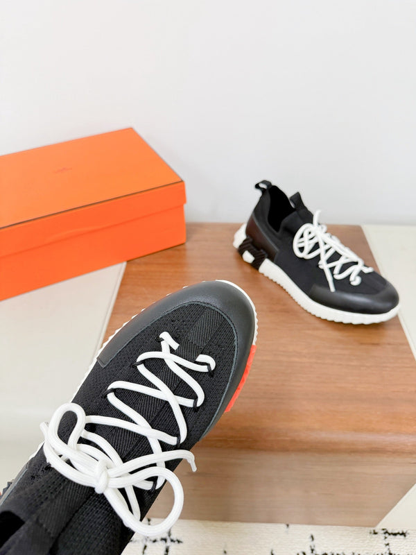 HM Lift Slip-On Sneakers Black Cowhide Down Fabric 492937