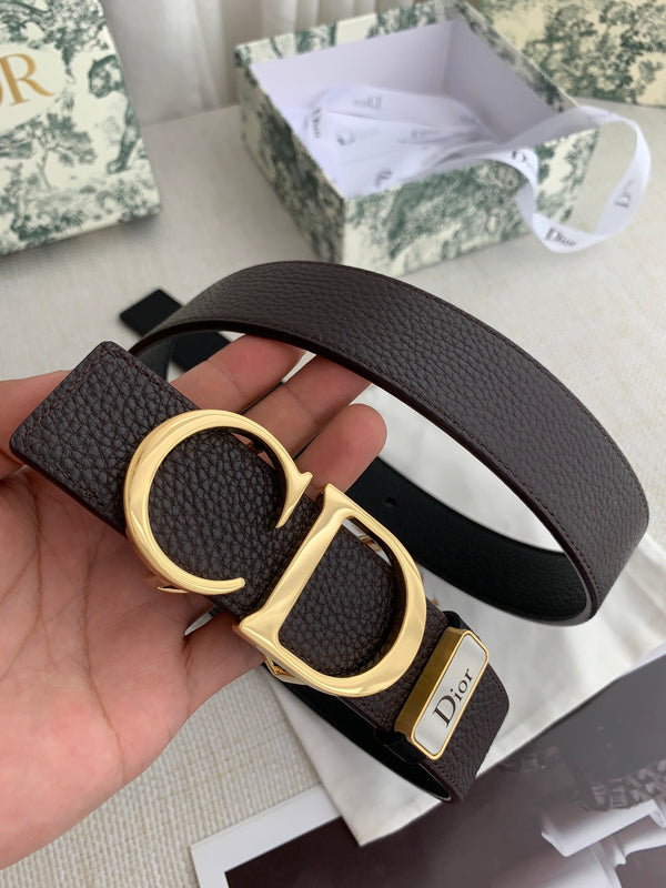 CD Reversible Belt 35mm Black Brown Leather Buckle