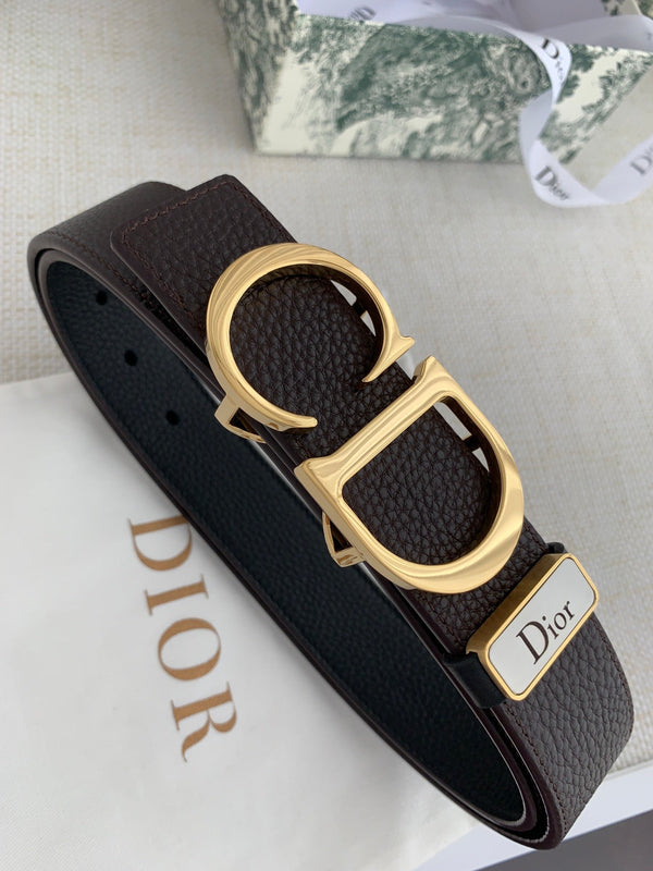 CD Reversible Belt 35mm Black Brown Leather Buckle