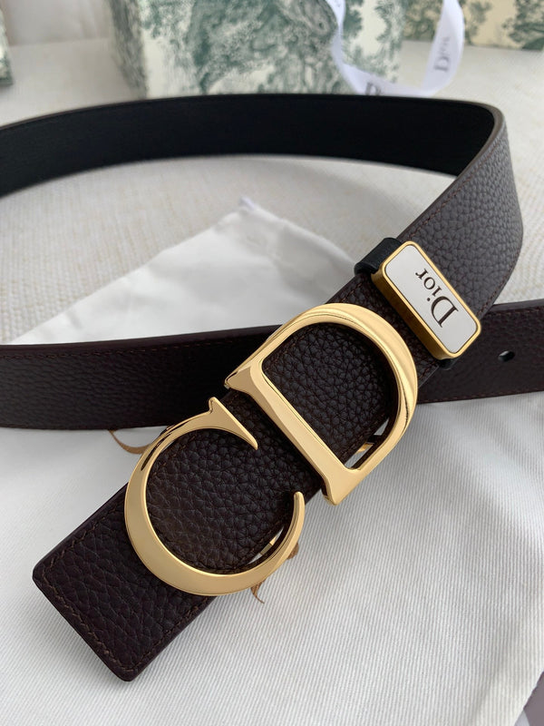 CD Reversible Belt 35mm Black Brown Leather Buckle