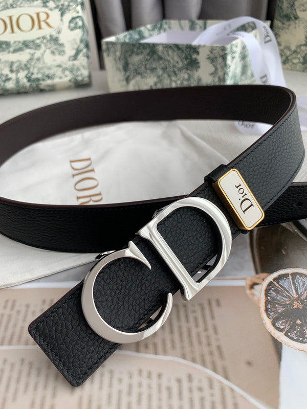 CD Reversible Belt 35mm Black Brown Leather Buckle