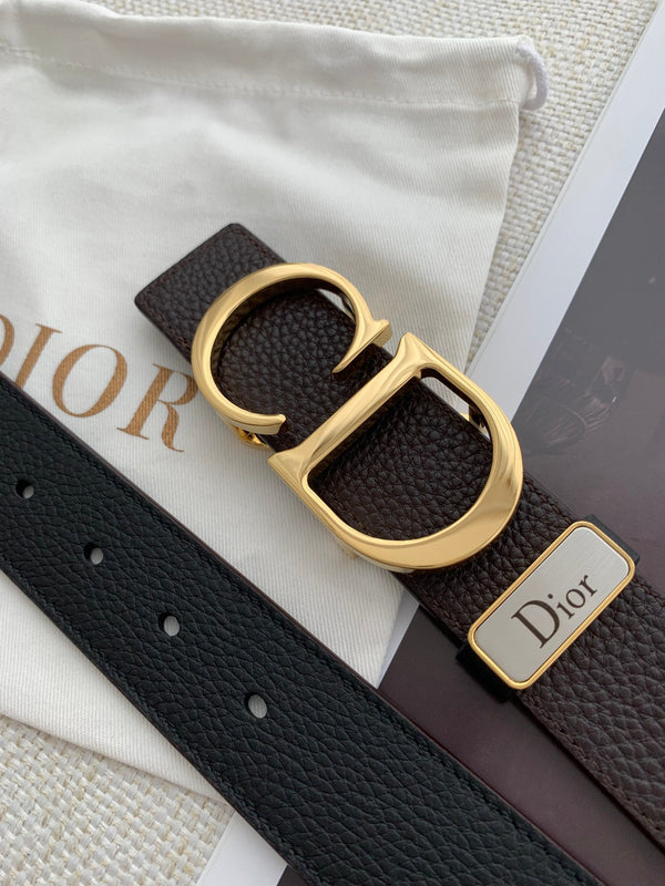 CD Reversible Belt 35mm Black Brown Leather Buckle