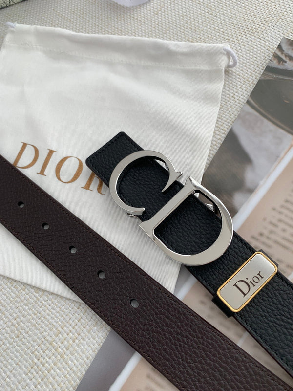 CD Reversible Belt 35mm Black Brown Leather Buckle