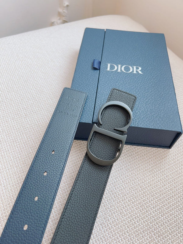 CD Belt 35mm Black Blue Leather Black Buckle