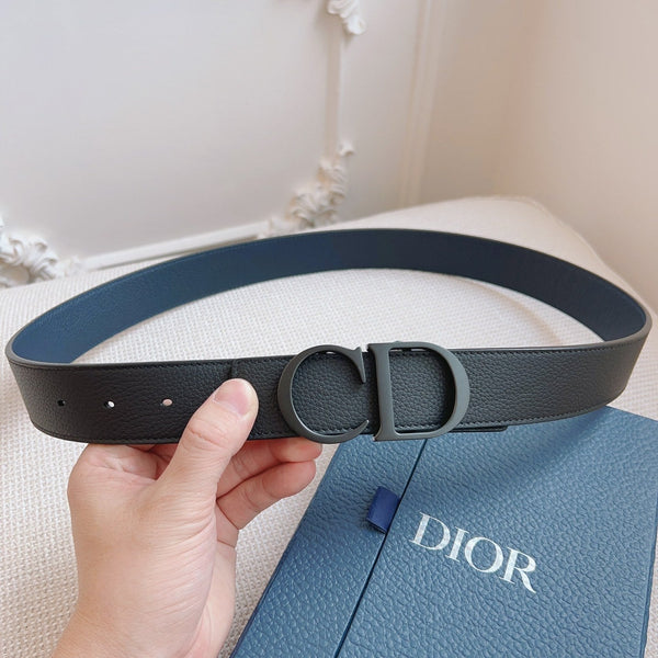 CD Belt 35mm Black Blue Leather Black Buckle