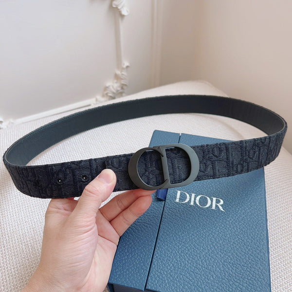 CD Belt 35mm Black Canvas Calfskin Black Buckle