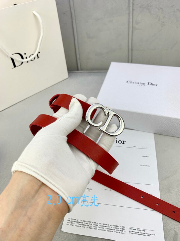 CD Saddle Belt 20mm Red Calfskin Metal Buckle