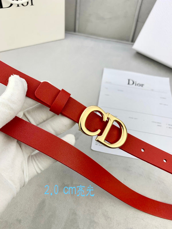 CD Saddle Belt 20mm Red Calfskin Metal Buckle