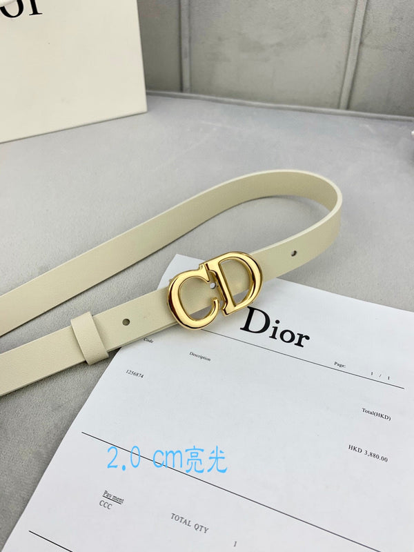 CD Saddle Belt 20mm Cream Calfskin Metal Buckle