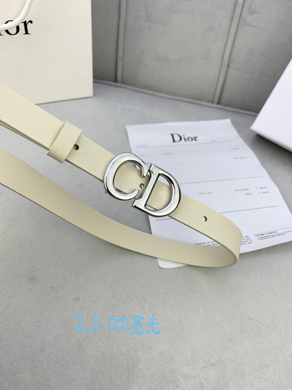 CD Saddle Belt 20mm Cream Calfskin Metal Buckle