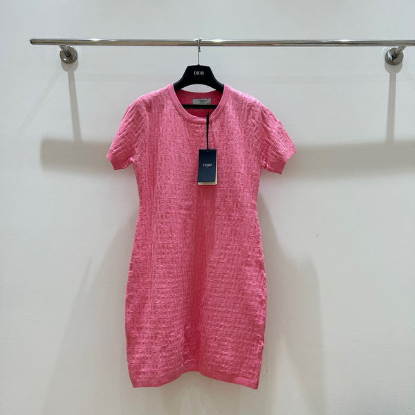 Fendi Letter Jacquard Viscose Short-Sleeves Dress